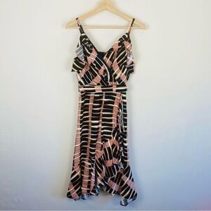 Ann Taylor Linen Patterned Wrap Dress Size 4P‎